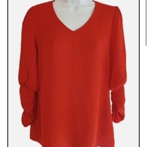 CAbi Vibrant Red V-Neck Blouse